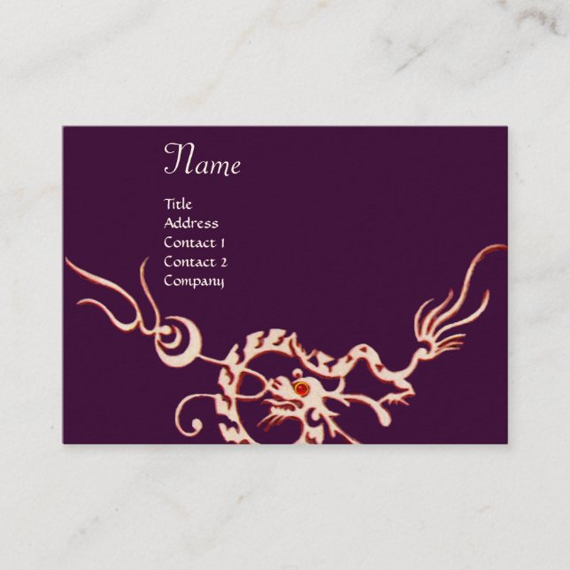 Carte De Visite DRAGON DE MER 2 MONOGRAMME rouge violet blanc (Devant)