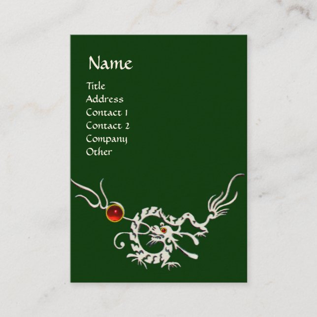 Carte De Visite DRAGON DE MER 2 RUBY MONOGRAS blanc rouge vert (Devant)