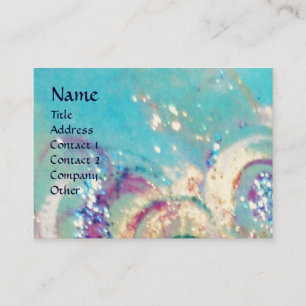 Carte De Visite DRAGON DE MER, aqua bleu, blanc, jaune rose violet
