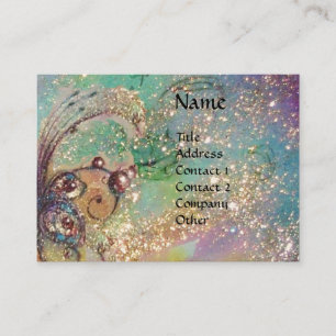 Carte De Visite DRAGON DE MER,/ PLANTE MAGIQUE, turquoise