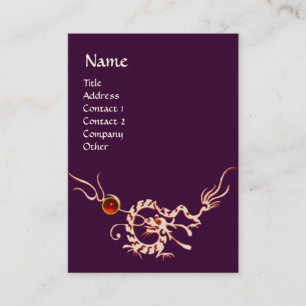 Carte De Visite DRAGON DES MERS 2 RUBIS MONOGRAMME blanc rouge vio