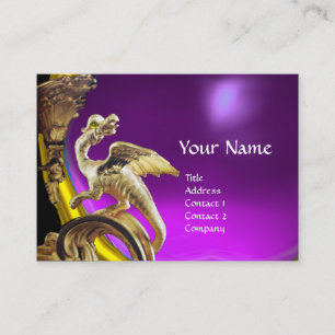 Carte De Visite DRAGON D'OR PURPLE VIOLET AMÉTHYST Monogramme