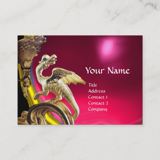 Carte De Visite DRAGON D'OR RED FUCHSIA RUBY Monogramme (Devant)