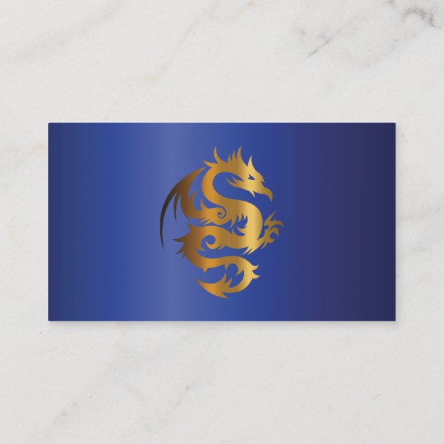 Carte De Visite Dragon d'or sur le bleu royal (Dos)