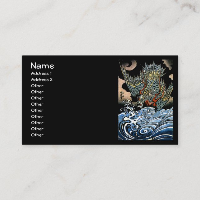 Carte De Visite Dragon & Eau Spirit Kuniyoshi Art Japonais (Devant)