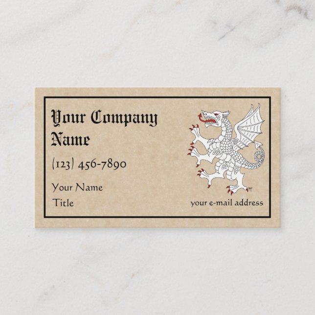Carte De Visite Dragon Rampant Argent (Devant)