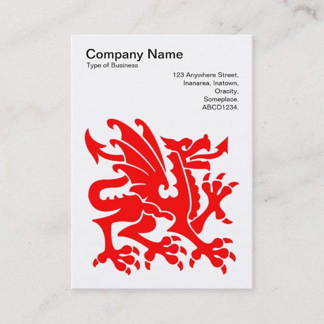 Carte De Visite Dragon - Rouge sur blanc (Devant)