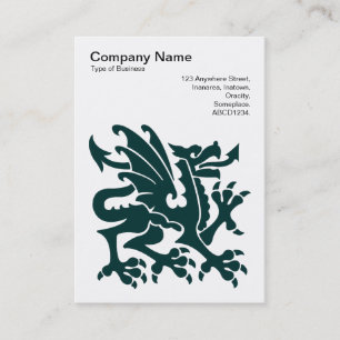 Carte De Visite Dragon - Vert foncé sur blanc