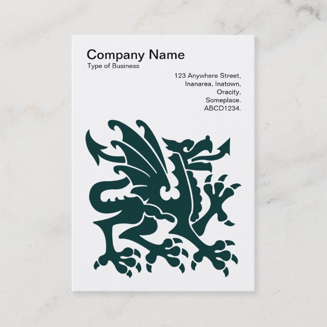Carte De Visite Dragon - Vert foncé sur blanc (Devant)