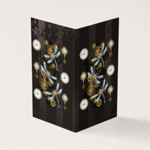 Carte De Visite Dragonflies de Steampunk sur arrière - plan rayé