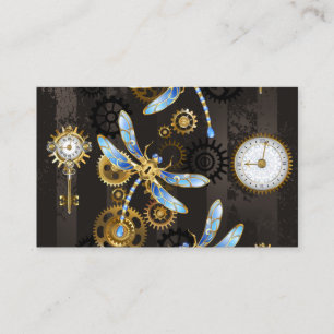 Carte De Visite Dragonflies de Steampunk sur arrière - plan rayé b