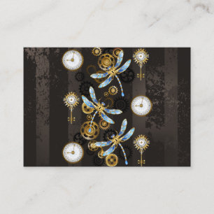 Carte De Visite Dragonflies de Steampunk sur arrière - plan rayé b