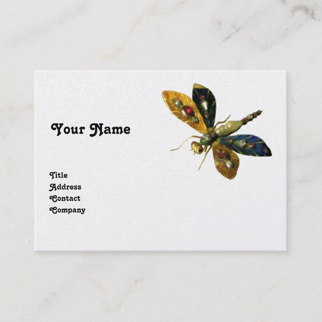 Carte De Visite DRAGONFLY ANTIQUE BIJOU Perle blanche Papier (Devant)
