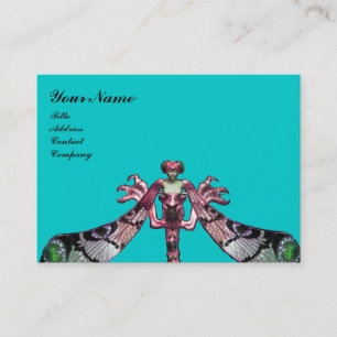 Carte De Visite DRAGONFLY FEMME IMAGINAIRE JEWEL rose Aqua bleu no