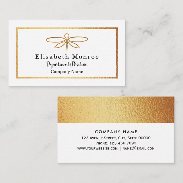 Carte De Visite Dragonfly Gold Foil - (Devant / Derrière)
