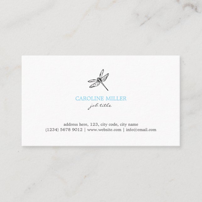Carte De Visite Dragonfly illustration feminine elegant cute card (Devant)