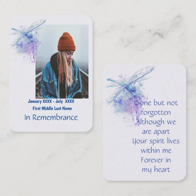 Carte De Visite Dragonfly Memorial Keepsaké (Devant / Derrière)