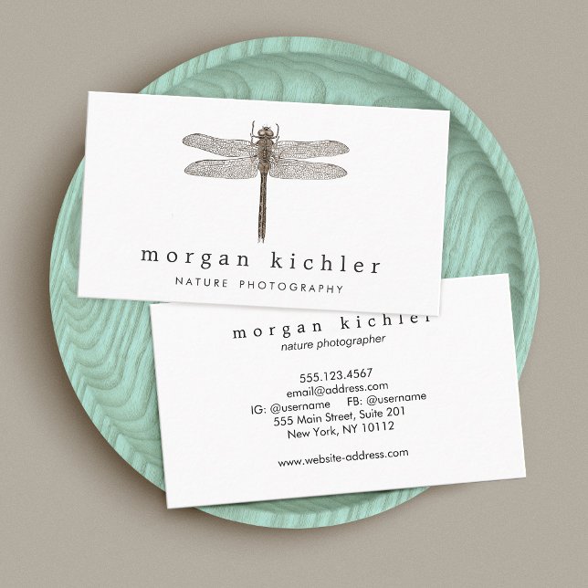 Carte De Visite Dragonfly Nature Professionnel Blanc (Créateur téléchargé)