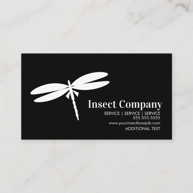 Carte De Visite Dragonfly White Pest Control Company Logo Black (Devant)
