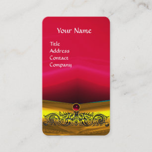CARTE DE VISITE DRAGONS CELTIQUES D'OR ROUGE RUBY GEMSTONE MONOGRA