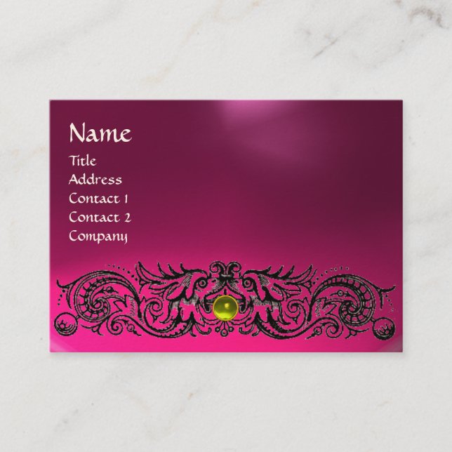 Carte De Visite DRAGONS CELTIQUES MONOGRAM AMÉthyste rose TOPAZ (Devant)