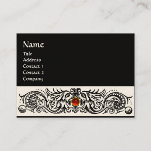 Carte De Visite DRAGONS CELTIQUES MONOGRAM noir et blanc, rubis ro