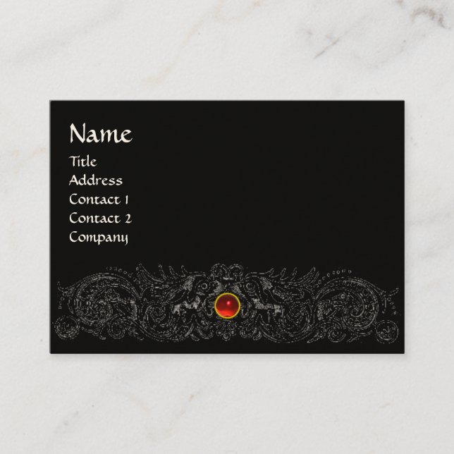 Carte De Visite DRAGONS CELTIQUES MONOGRAM noir et blanc, rubis ro (Devant)