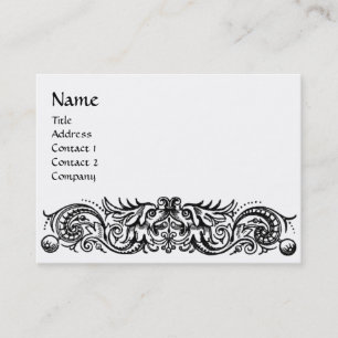 CARTE DE VISITE DRAGONS CELTIQUES MONOGRAMME NOIR BLANC