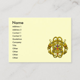 Carte De Visite DRAGONS DOUCES CELTIQUE OR NOIX CRÈME noire