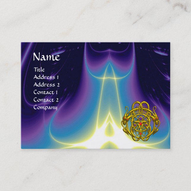 Carte De Visite DRAGONS DOUCES D'OR /Vagues Bleues violettes (Devant)