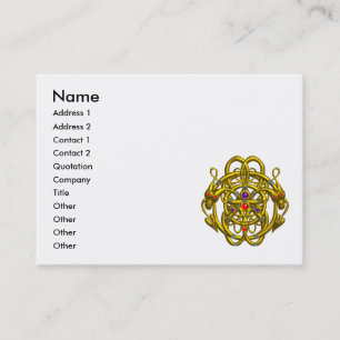 Carte De Visite DRAGONS DOUCES, ROGNONS CELTIQUES D'OR Blanc Noir
