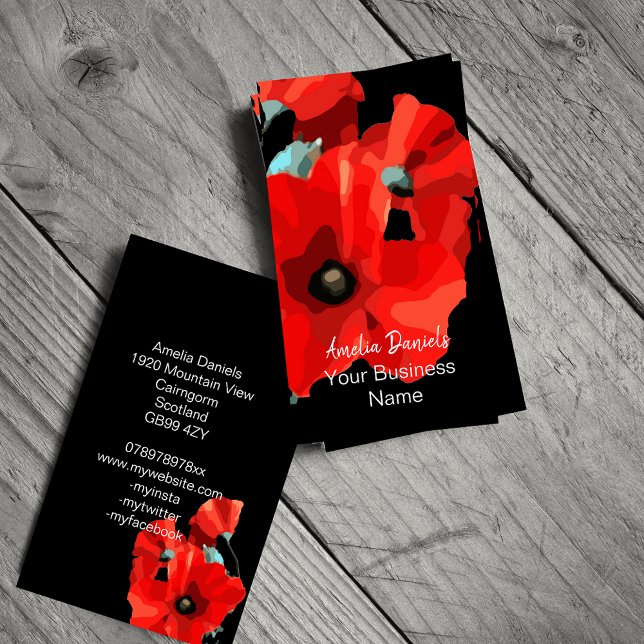 Carte de visite Dramatique Red Poppy (Créateur téléchargé)