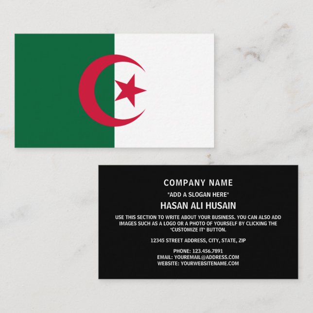 Carte De Visite Drapeau algérien, Drapeau algérien (Devant / Derrière)