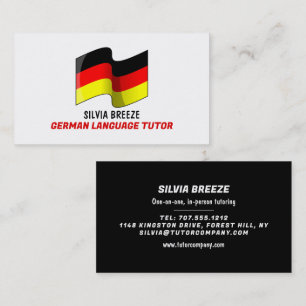 Carte De Visite Drapeau Allemand Design, Tuteur Langue Allemande, 