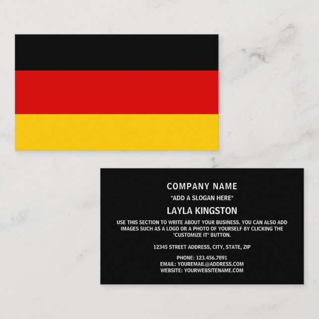 Carte De Visite Drapeau allemand, Drapeau allemand (Devant / Derrière)