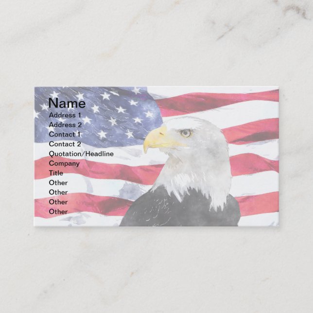 CARTE DE VISITE DRAPEAU AMÉRICAIN & AILE (Devant)