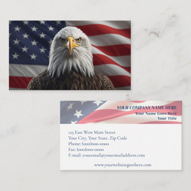 Carte De Visite Drapeau américain avec Bald Eagle Professional (Devant / Derrière)