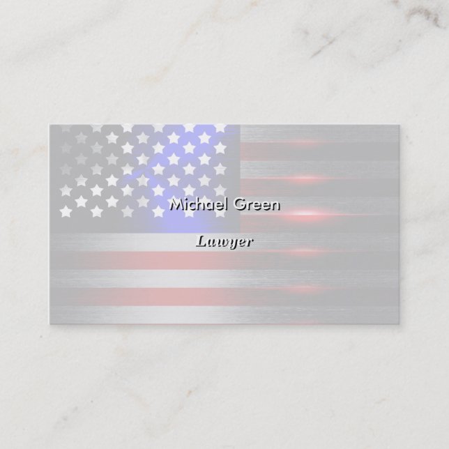 Carte De Visite Drapeau américain coupé par laser 1 de tranchant (Devant)