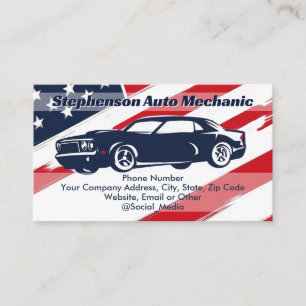 Carte De Visite Drapeau Américain Domestique Mécanicien Automobile
