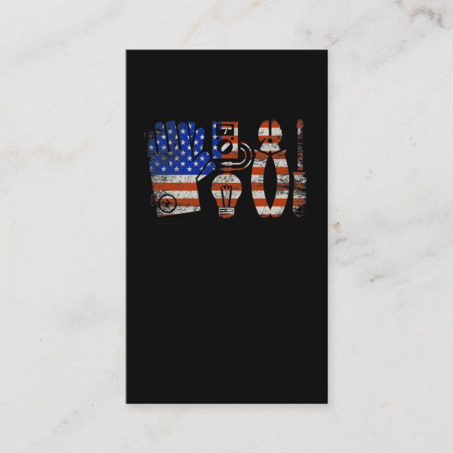 Carte De Visite Drapeau américain Electricien (Devant)