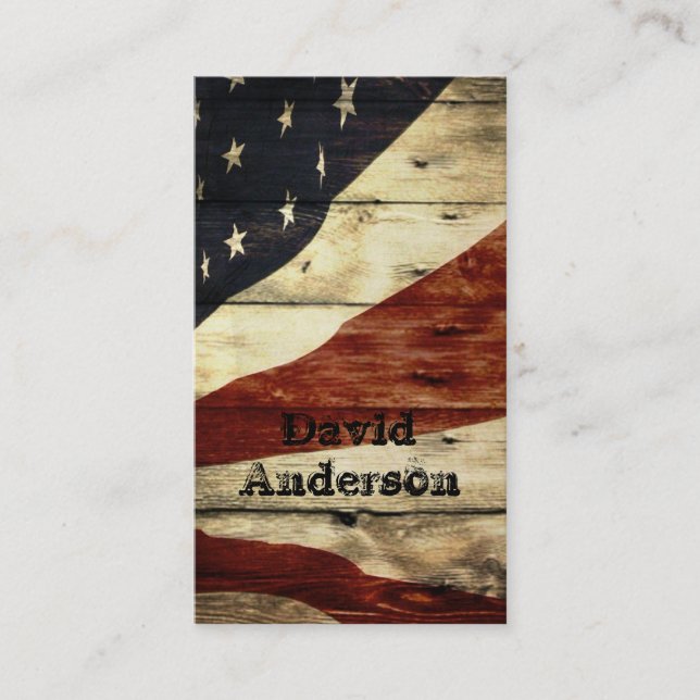 Carte De Visite Drapeau américain en bois de grange americana (Devant)