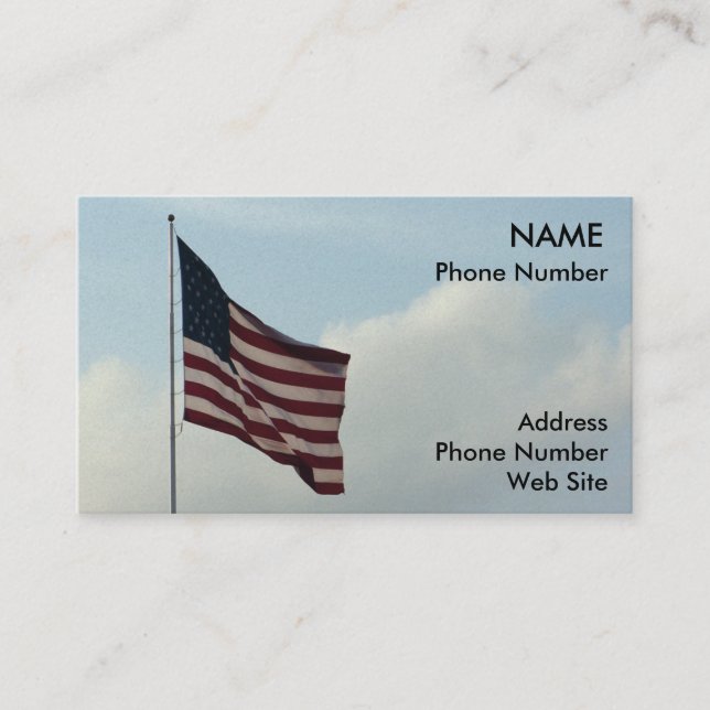 Carte De Visite Drapeau américain et ciel bleu (Devant)
