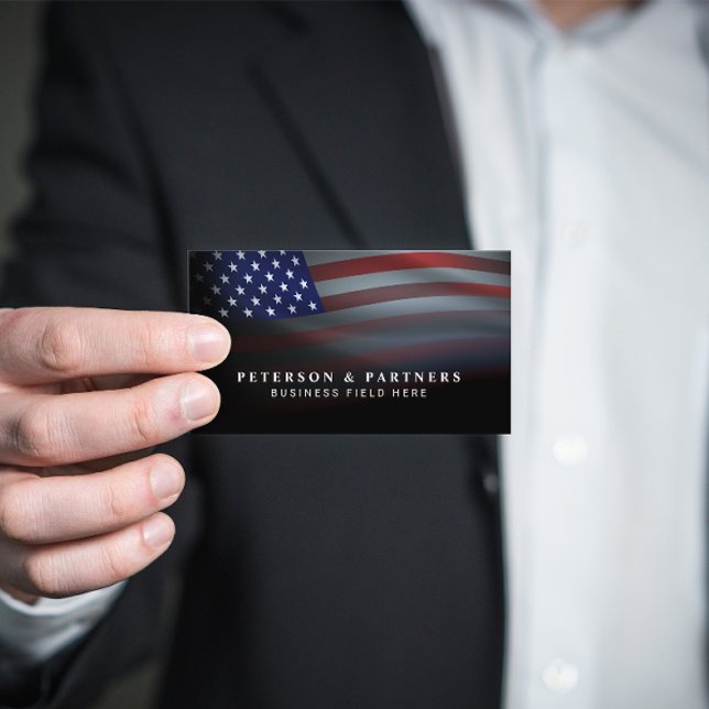 Carte De Visite Drapeau américain | Gradation transparente | Noir (Créateur téléchargé)