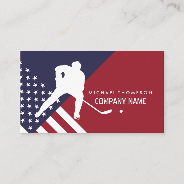 Carte De Visite Drapeau américain, Joueur de hockey, Entraîneur de (Devant)
