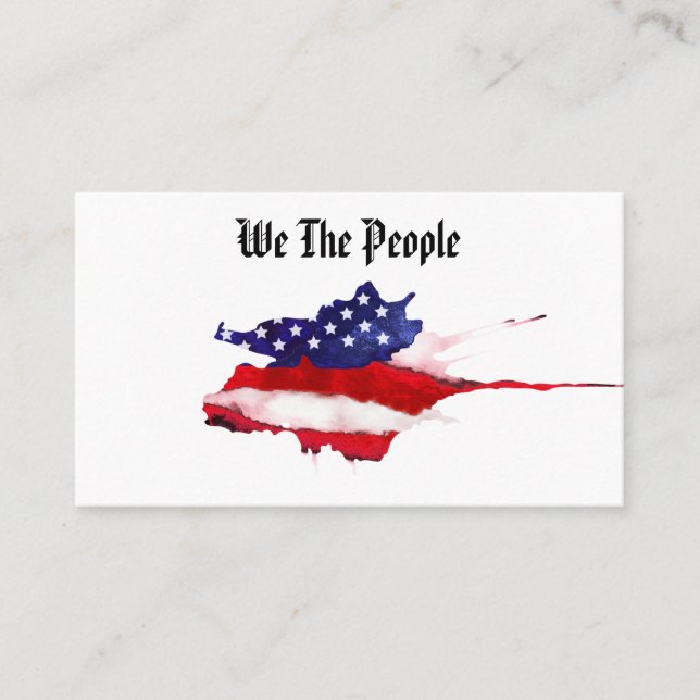 Carte De Visite *~* Drapeau Américain Nous Peuples Bleu Bleu Bleu  (Devant)