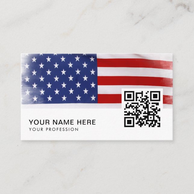 Carte De Visite drapeau américain patriotique service vétéran QR C (Devant)