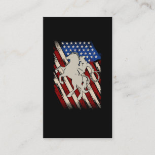 Carte De Visite Drapeau américain Rodéo Cowboy Cheval occidental