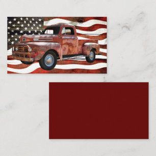 Carte De Visite Drapeau américain Vintage Red Truck