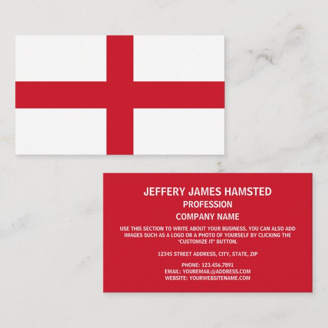 Carte De Visite Drapeau anglais, Drapeau anglais (Devant / Derrière)