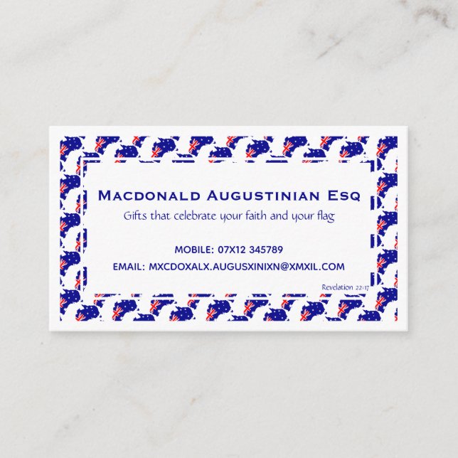 Carte De Visite Drapeau AUSTRALIA | Patriotique Personnalisé (Devant)